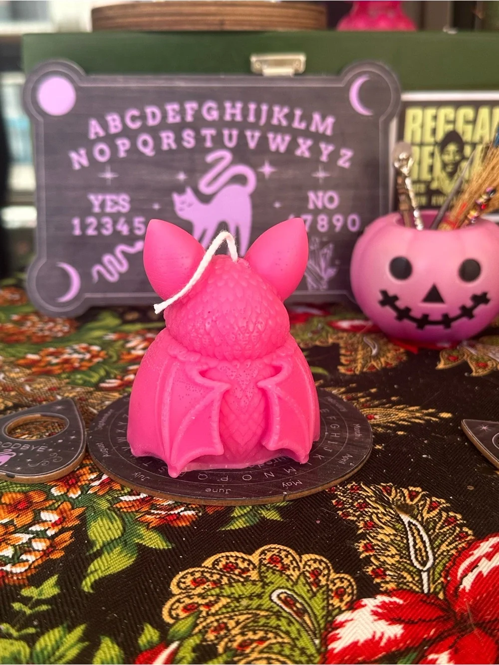 Pink Heart Bat Candle
